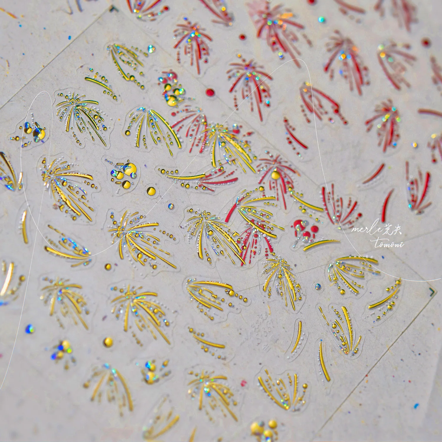 ملصق أظافر معدني سنة جديدة سعيدة الألعاب النارية ثلاثية الأبعاد زينة أظافر عيد الميلاد ملصقات إكسسوارات DIY ملصق مانيكير لاصق خلفي #2