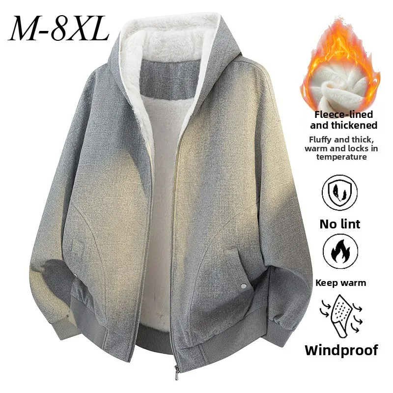 

Men Jacket Fleece Lined Outdoor Travel Windproof Warm Cotton Coat Leisure Hooded Japanese Style Normcore Lightweight Winter Coat