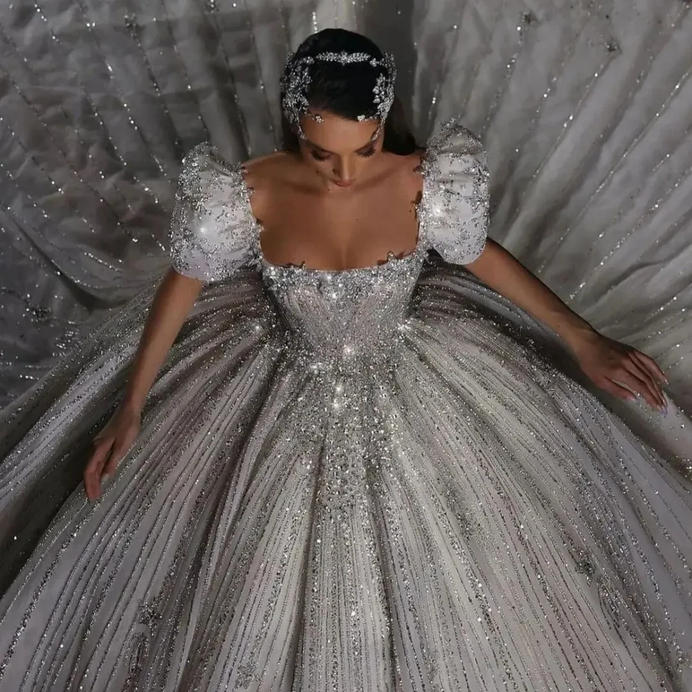 Luxury Crystal Ball Gown Wedding Dresses Exquisite Dress For Bride Shiny Princess Custom Made Bridal Gown Vestido De Novia