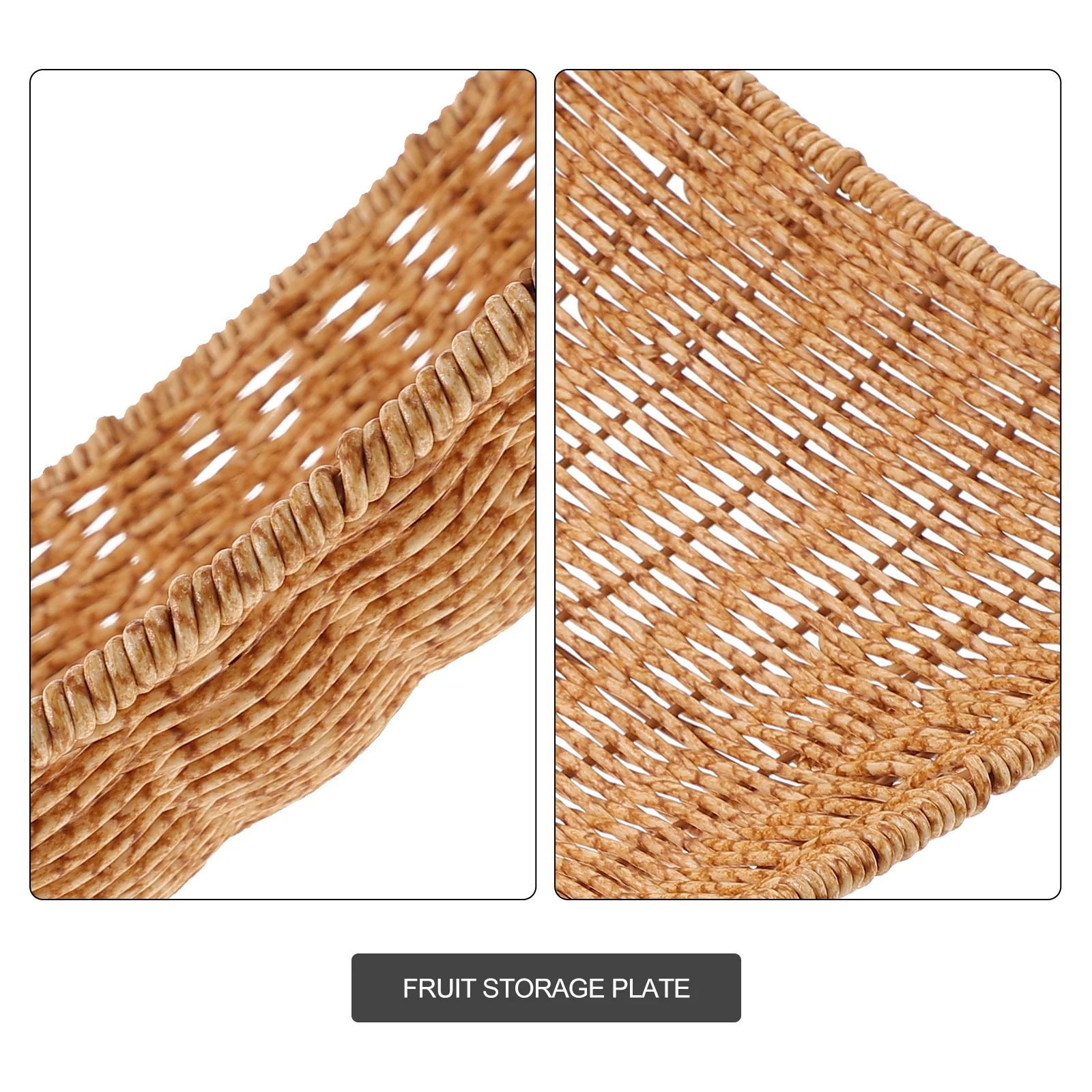 

Bread Snack Serving Dish Imitation Rattan Woven Storage Plate Natural Pastoral Style Fruit Tray Multi-Function Household Woven