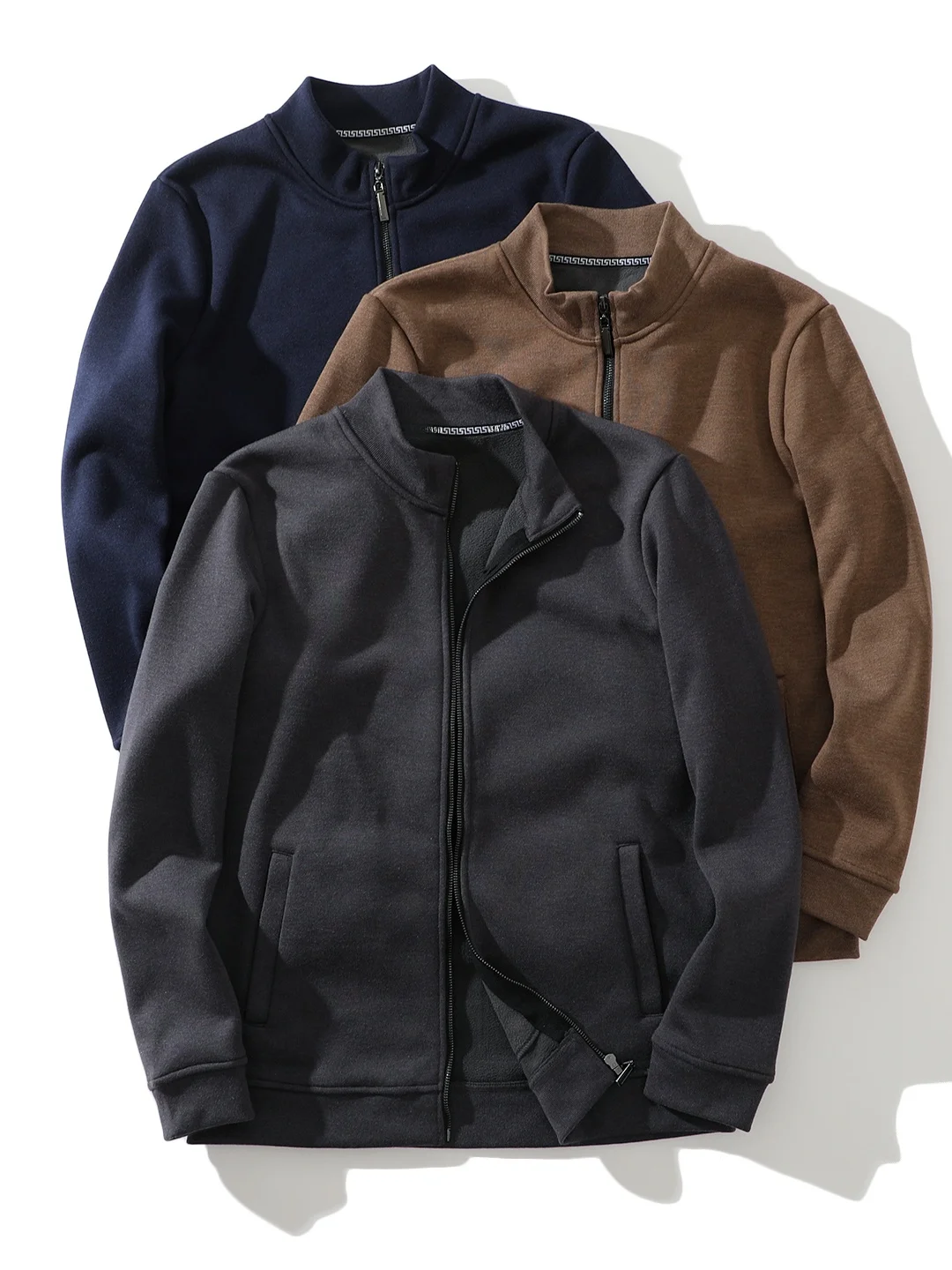 

Мужская шерстяная трикотажная куртка с воротником-стойкой на подкладке, всесезонная теплая верхняя одежда, повседневное универсальное длинное пальто све