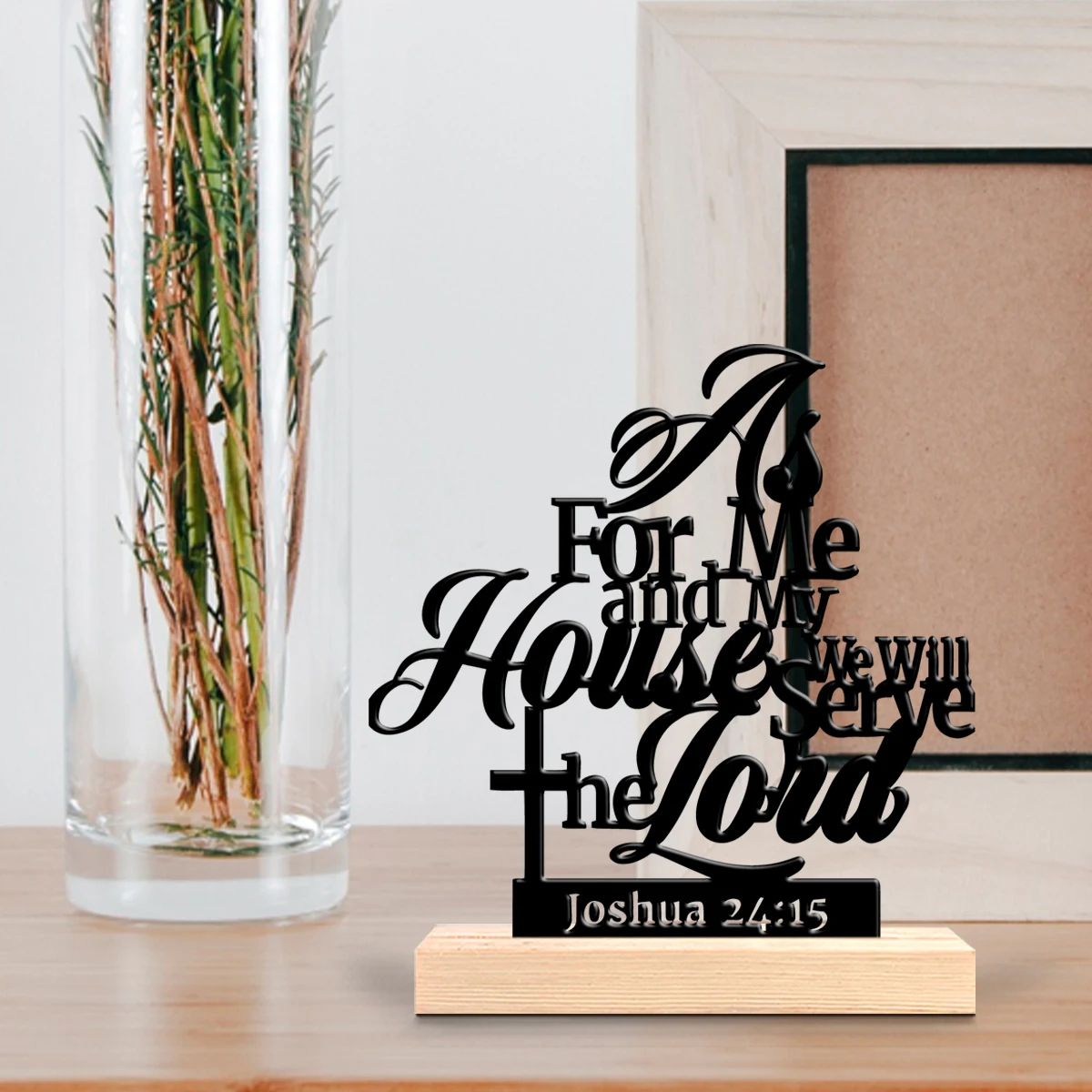 1pc Modern Bible Psalms verses Metal Statue Handicraft With Wood Base Iron Statue With Wood Base Study Desktop Decoration