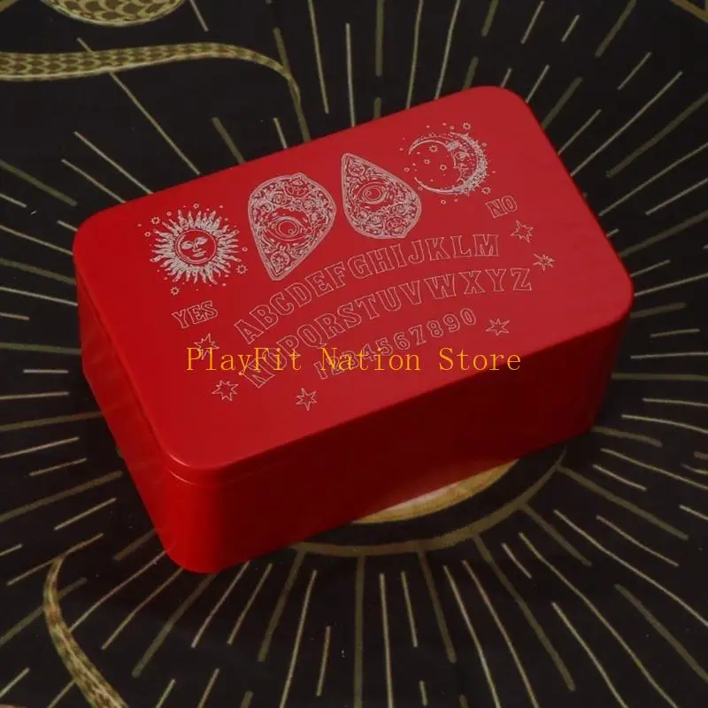 

242F Iron Tarots Cards Storage Case Astrologys Trinkets Box Tarots Cards Storage Box Container for Fortune Telling, Witches