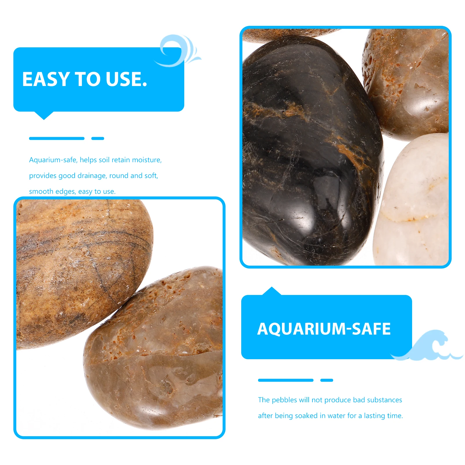 

1 set Decorative Pebbles For Aquarium Garden Yard Landscaping Stones Round Soft Edges Retain Moisture Drainage Non-Fading Rocks