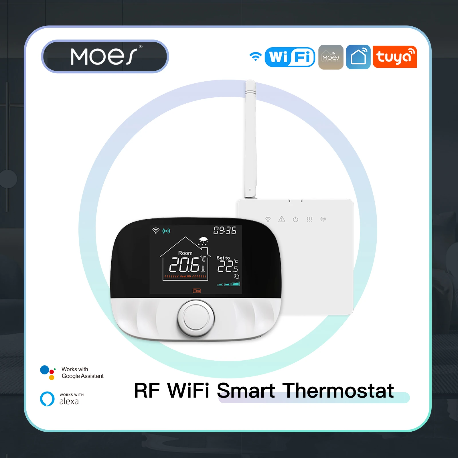 

Wifi Smart Thermostat RF433 & APP Remote Control Transmitter Receiver Equipped Knob Button Control Work With Alexa Google Home