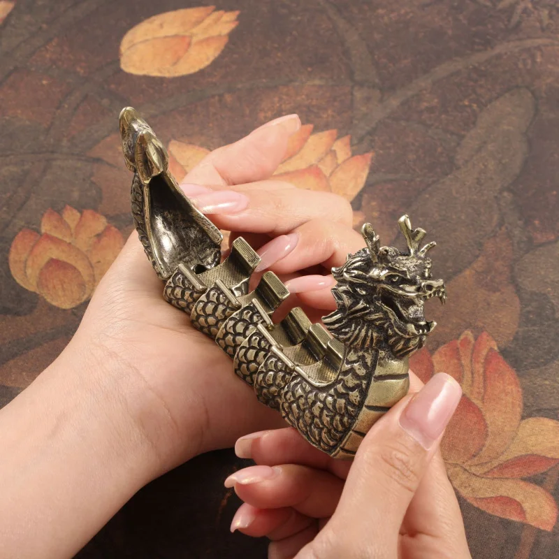 

Brass Ornament Dominant 3D Moving Dragon Boat Festival Chongyang Atmosphere Decoration Shop Living Room Table Pet Cr