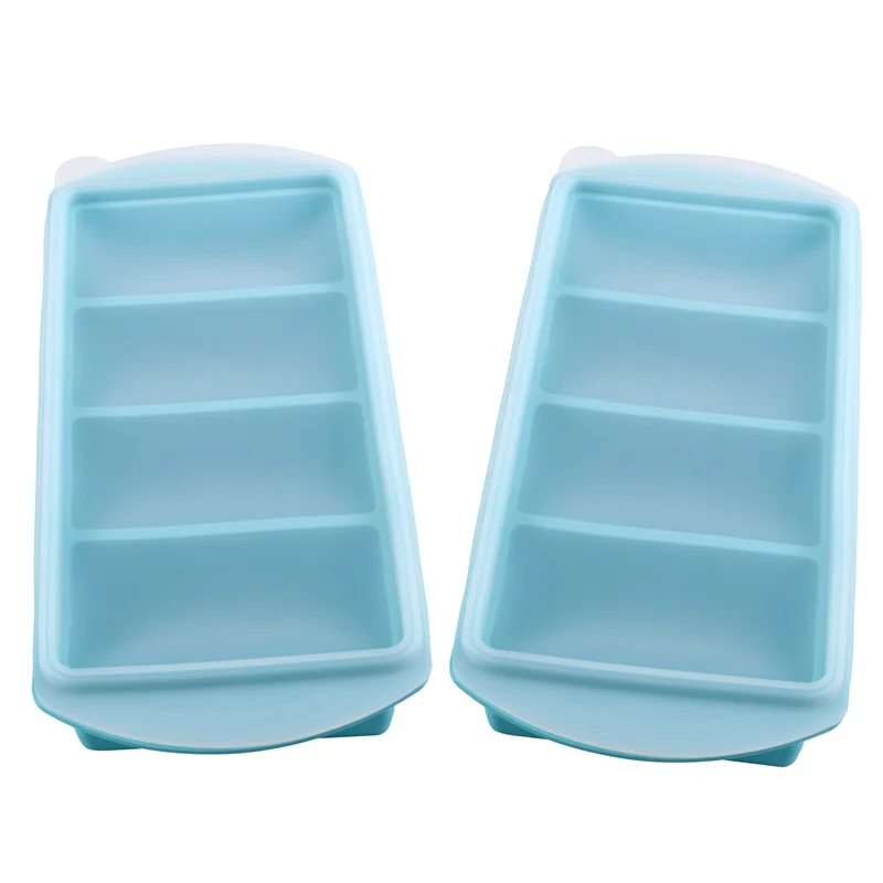 قوالب طعام للفريزر من السيليكون مع صينية مكعبات ثلج بغطاء، حاوية فريزر، تجميد وتخزين الحساء 2 قطعة #2