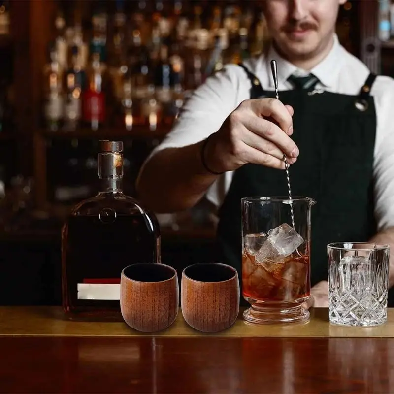 Wood Whiskey Glass Charred Bourbon Whiskey Cup 2PCS Rustic Vintage Cool Bottle for Birthday Wedding Home Sour date wood cup