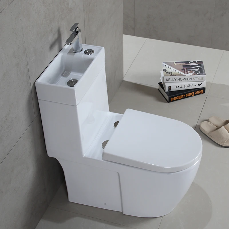 Integrated direct flush flush household toilet with washbasin and toilet