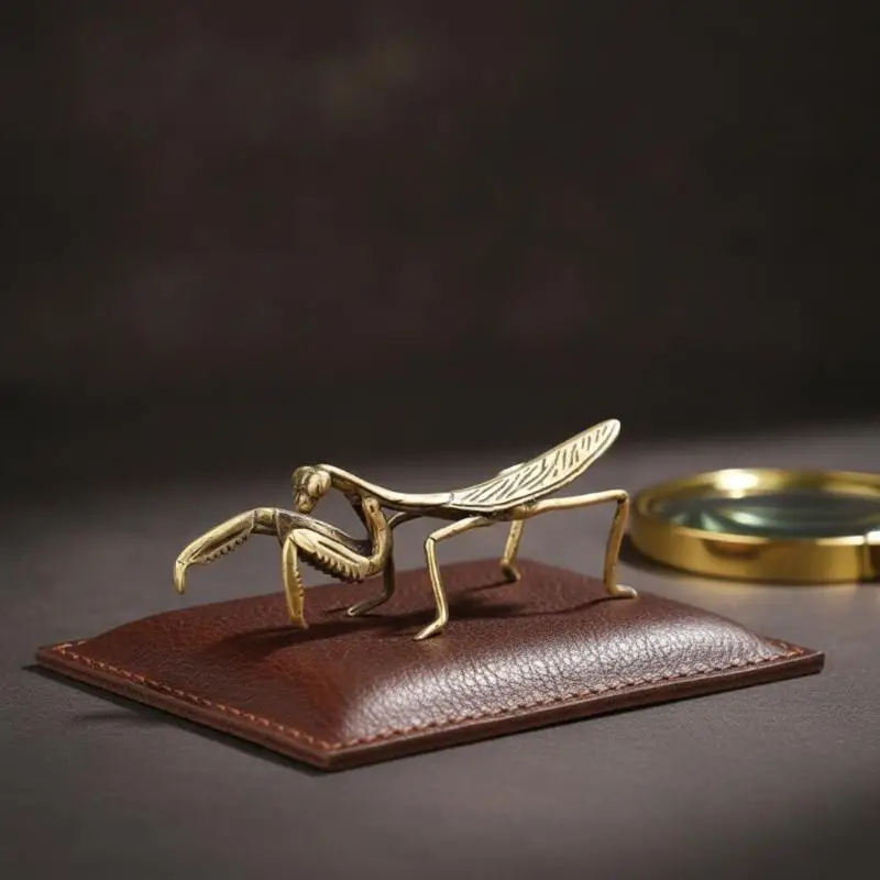 Vintage Copper Mantis Tea Pet Mini Figurine Antique Style Ornament Flower Pot Craft Decor Accessory