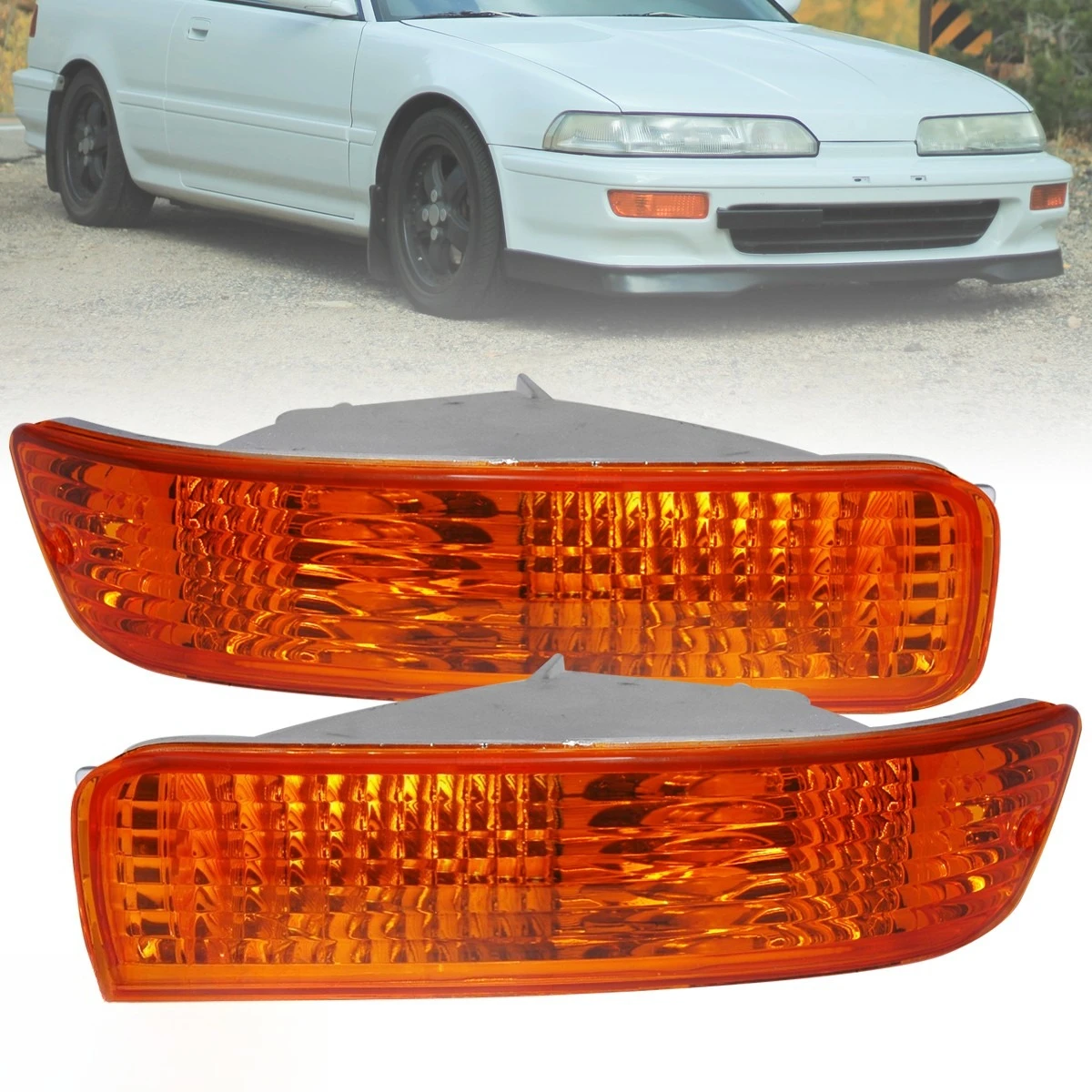 

Amber Bumper Lights Fits 1992-1993 Acura Integra Signal Parking Lamps Pair 92-93