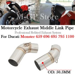 For Ducati Monster 659 696 695 795 1100 Hypermotard 796 2008 - 2014 Motorcycle Left / Right Exhaust 51MM Escape Middle Link Pipe