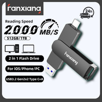 Fanxiang FF951 2000MB/s USB Flash Drive 20Gbps TypeC+10Gbps USB-A 512GB 1TB High Speed Solid State Pen Drive For Laptop Phone