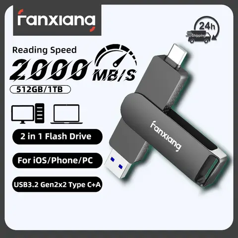 판샹 FF951 2000MB/s USB 플래시 드라이브 20Gbps 타입-C+10Gbps USB-A 512GB 1TB 고속 솔리드 스테이트 펜 드라이브 노트북 및 휴대폰용