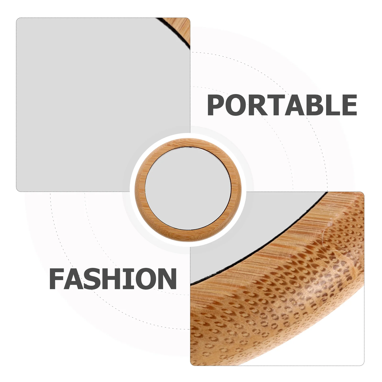 2Pcs Mini Portable Wooden Handheld Compact Makeup Mirror Small Round Travel Pocket Purse Pocket Mirror Small Mirrors
