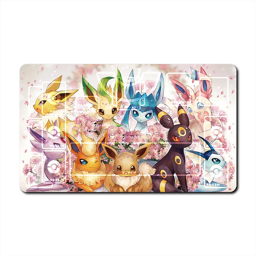 Diy 60*35*0.2cm PTCG Pokemon Dedicated Battle GAME Card Mat Eeveelution Flareon Umbreon Sylveon Gift Toy Game Anime Table Mat