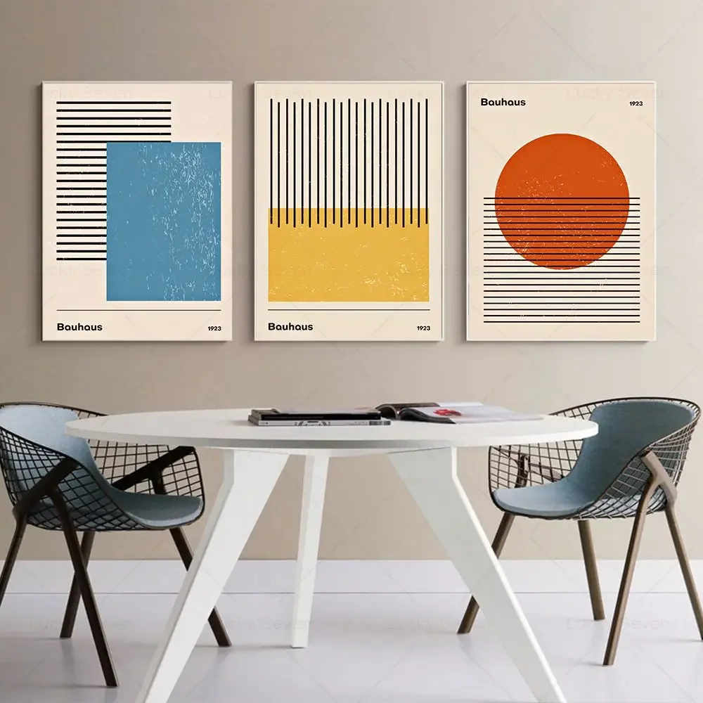 1pc frameless canvas painting Vintage Bauhaus Exhibition Posters Prints Unique Geometric Canvas Painting Minimalist Abstract