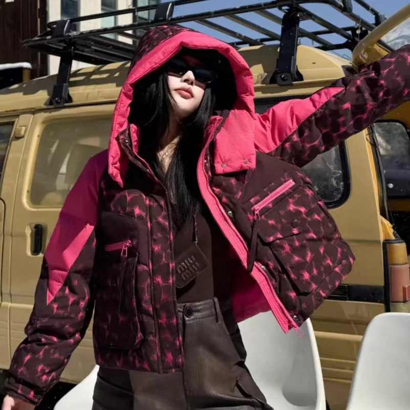 الخريف/الشتاء جديد الأبيض بطة أسفل سترة الإناث الدافئة سستة مبطن سترة المرأة الأبيض بطة أسفل المرقعة باركر أبلى معطف #3