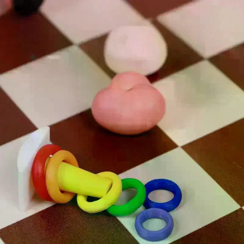 2 Sets Dollhouse Early Learning Rainbow Stacking Toys Puzzle Development Intelligence Rainbow Tower Baby Toy Gift Stack Ring