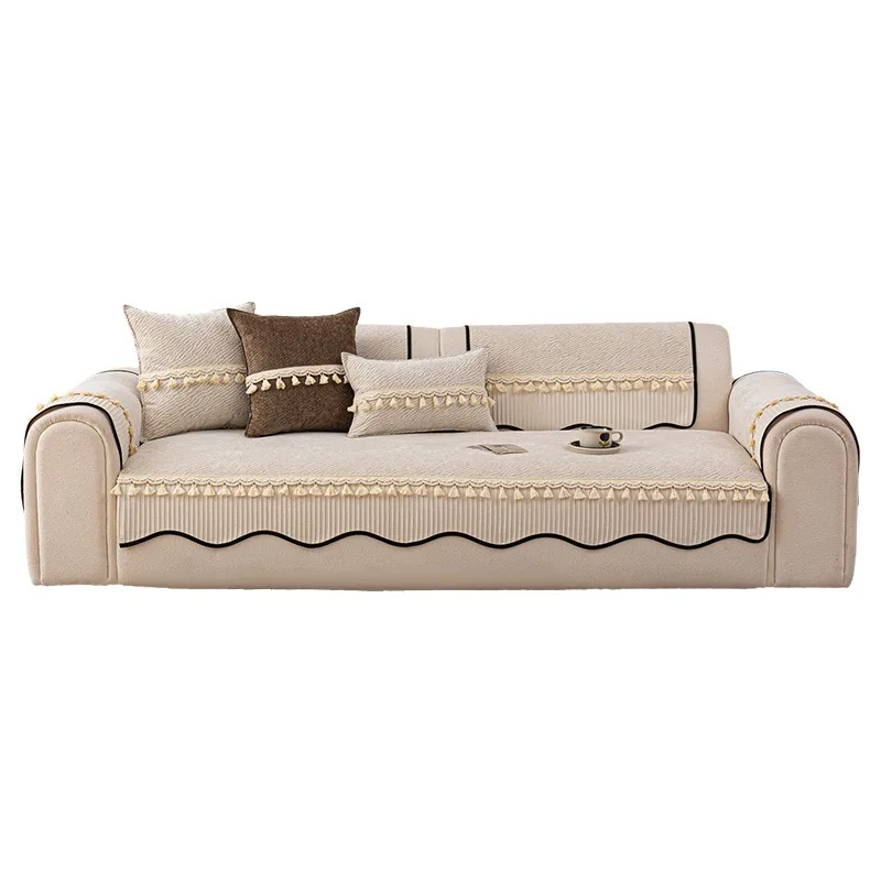 1 piece of French high-end shaped Chenier sofa cushion all season universal anti slip seat cushion straight row cover cloth