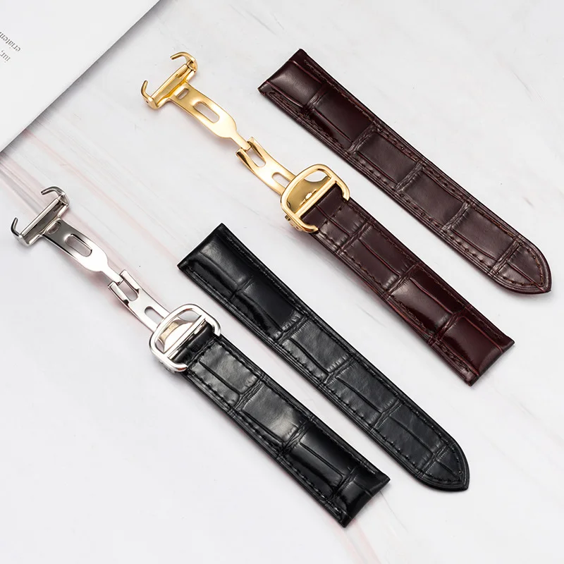 16mm 18mm 20mm 22mm Genuine Leather Watchband For Cartier Bracelet Replace Watch Cowhide Strap Straight Interface Universal Band