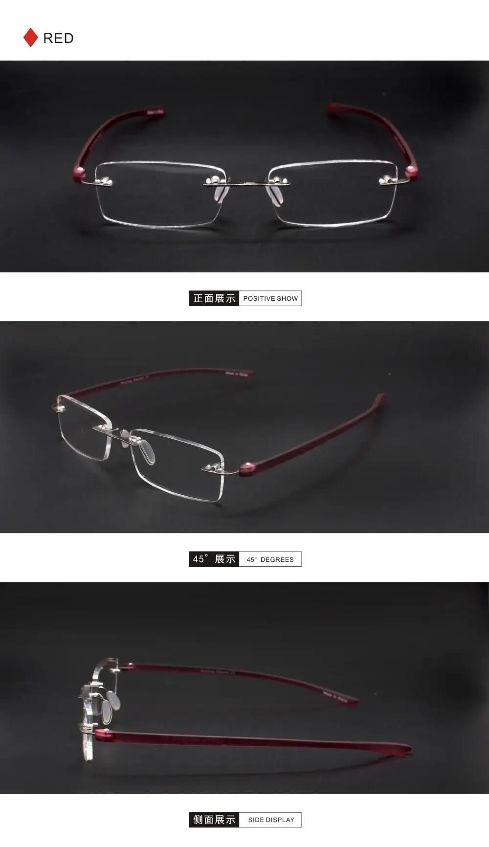 TR90 Rahmenlose Lesebrille Anti Blaues Licht Männer Frauen Metall Anti-müdigkeit Presbyopie Brillen +75 + 1,25 + 1,75 bis + 3,5 – Detail 10