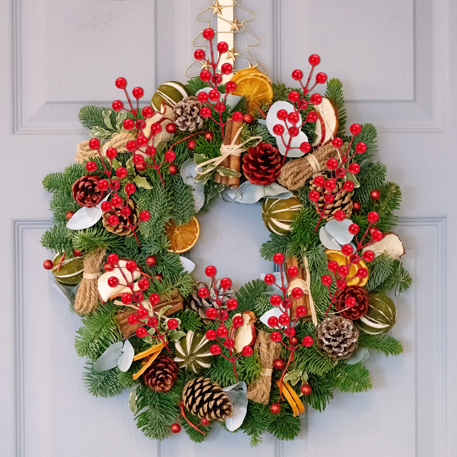 

10Pcs Red Simulated Berry Branches Long-Lasting Color Artificial Flower Branches for Home Decor Christmas Gift Wrapping