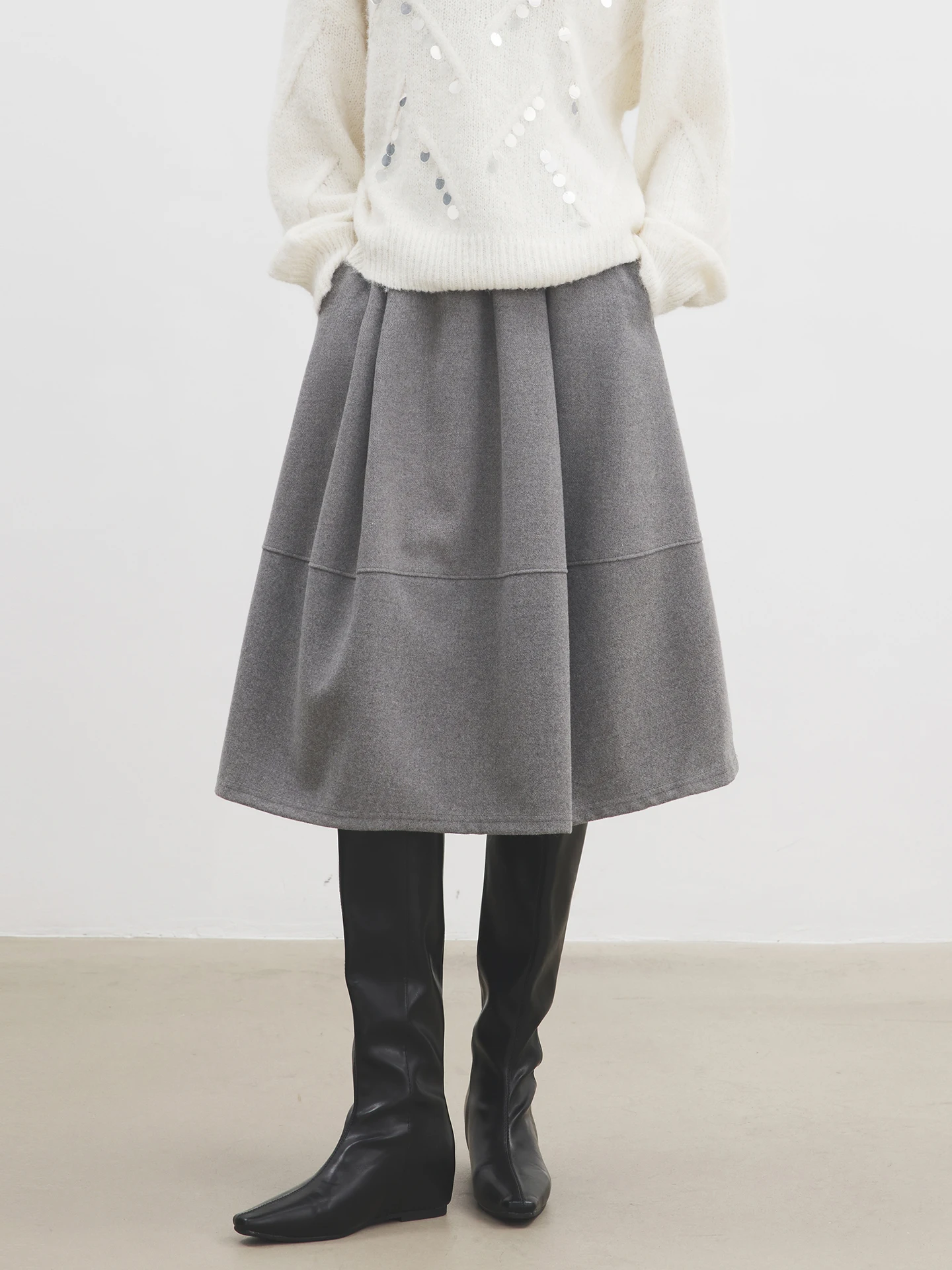 

Annata ey Elastic Waist Patchwork Commute f Skirt Women's A-Line Skirt High Waist Polyester High Elastici Commute Frie...