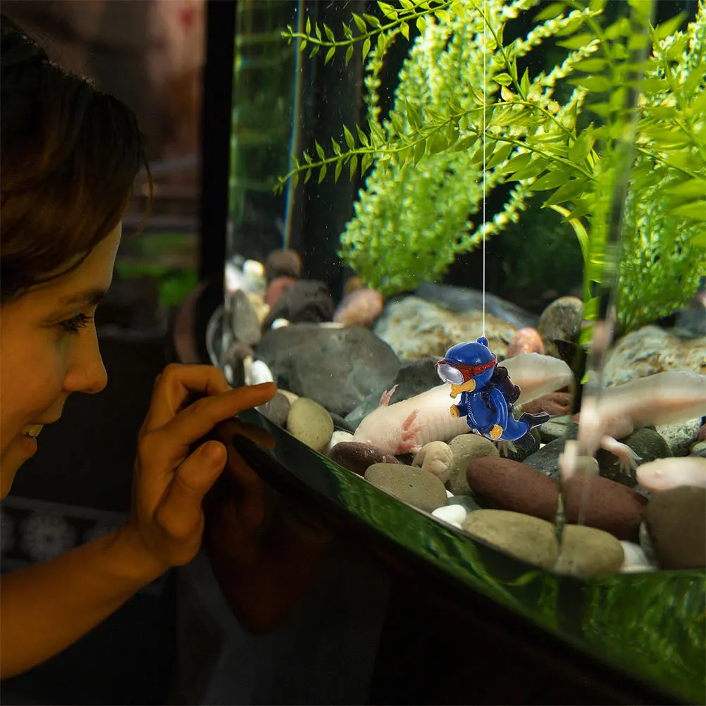 

2pcs Floating Diver Aquarium Decorations Pvc Safe Smooth Betta Fish Tank Ornaments Suction Cup Base Mini Diver Figurines Water