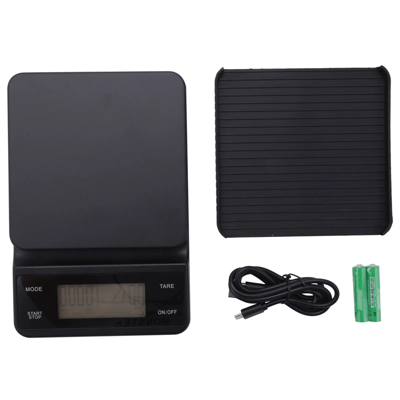 AC88-0.1G-3Kg Timer Coffee Scale Household Bluetooth Kitchen Food Scale Charging Section