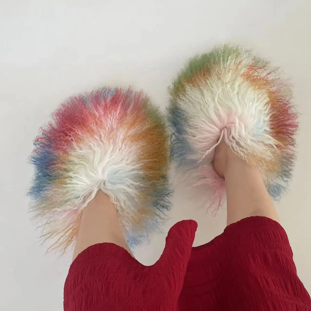 Winter Women /Men New Designer Sexy Long Hair Sheep Fur Slides slippers  Famous Brands