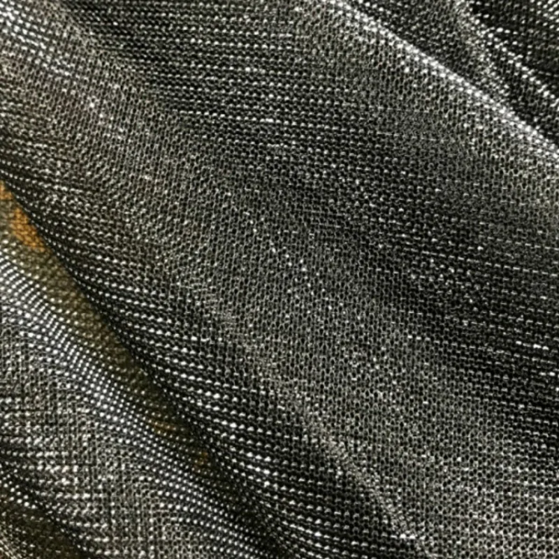 Black Sparkling Fabric Metallic Summer Thin Soft for Clothing Designer Diy Sewing Material By The Meter Wholesale Cloth