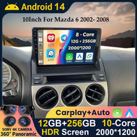 Android 14 Auto For Mazda 6 2002- 2008 Car Radio Stereo Multimedia GPS Video Navigation Carplay Bluetooth Mirror Liink Camera