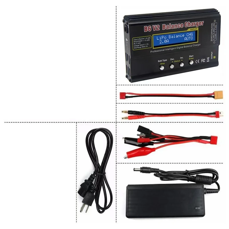 1Set Black IMAX B6V2 Balance Charger Aircraft Model Lithium Battery Car Model Ni-MH Smart Balance Charger 7A  US Plug