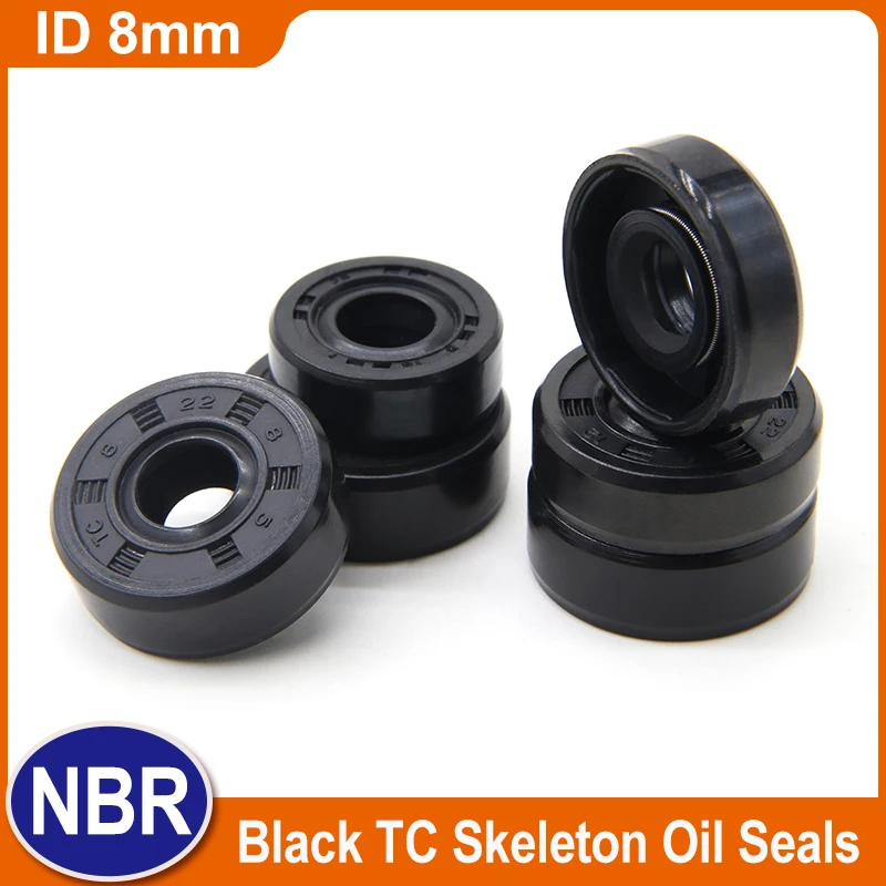 

TC NBR Oil Seal ID 8mm OD 12mm ~ 26mm THK 3/5/6/7/8mm Nitrile Rubber Oil Resistant Double Lip Skeleton Rotating Shaft Gaskets