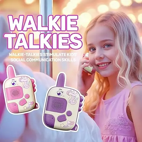 Pink Unicorn Walkie Talkies Toys with LanyardsA for Outdoor Camping Games & Birthday Christmas Toys Gifts for Boys Girls Kids