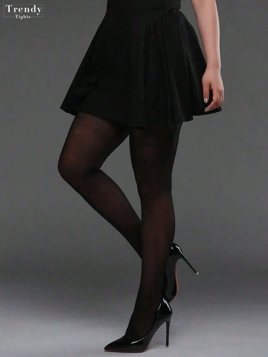 

1pc Women 15D Sheer Black High Elasticity Tights, Anti-Snag Fashion Leggings for Spring Autumn