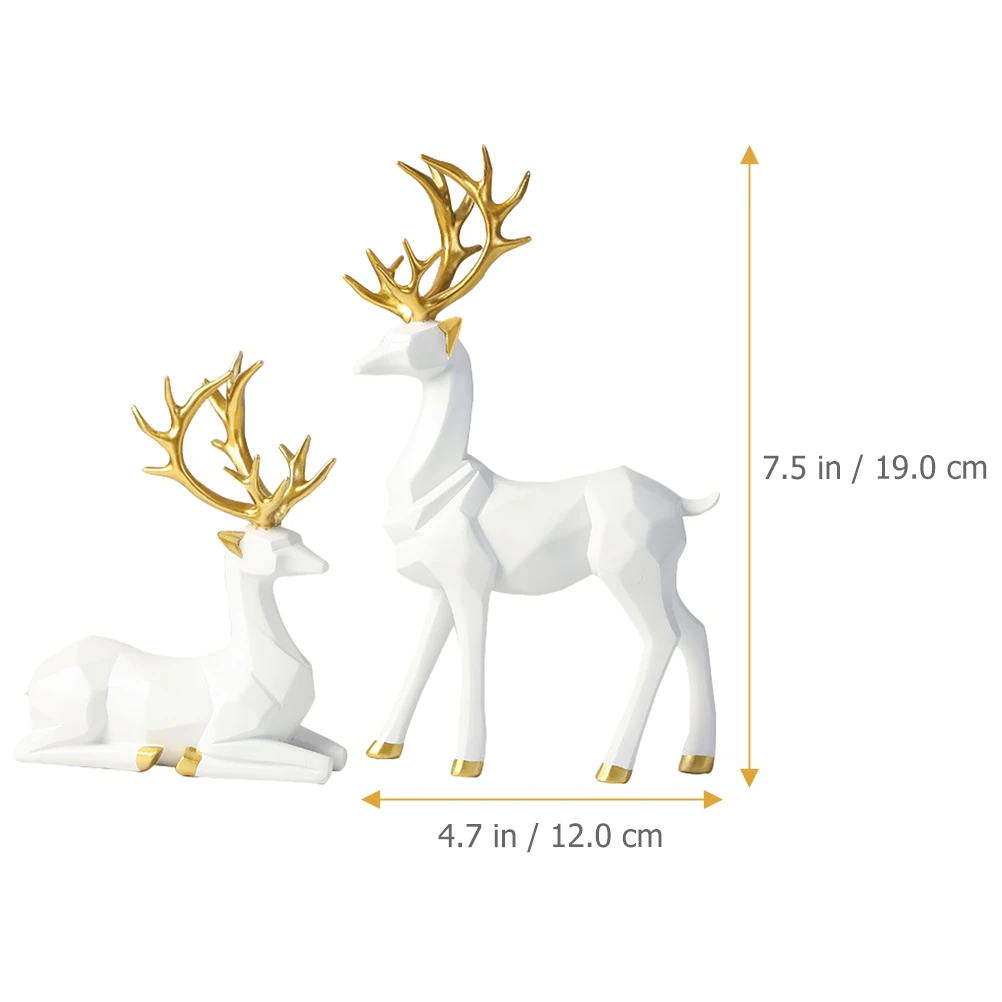 2 Pcs Room Decor Deer Statue Reindeer Cute Kids Room Decor Sculptures Kawaii Sculptures Christmas Home Decoration Fawn Figurines