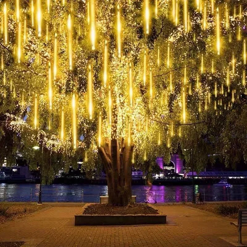 Guirnalda de luces LED para decoración navideña, tubos de lluvia de meteoritos, guirnalda de calle para Año Nuevo, boda, árbol de Navidad, 32/24/16/8