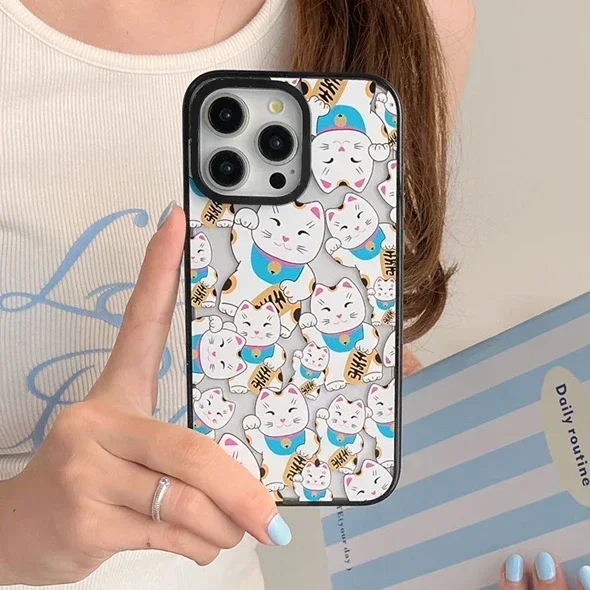 Lucky Cat Tiger 2,0 funda de teléfono acrílica para IPhone 11 12 13 14 15 16 Pro Max funda para IPhone 16 Pro Max