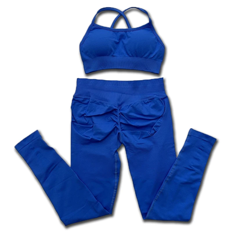 2 قطعة تأثير اليوغا الرياضة الصدرية الرياضة مجموعة المرأة سلس مثير عارية الذراعين الرسن الأعلى رياضة السراويل اللياقة البدنية الرياضة الأرداف رفع بنطلون #6