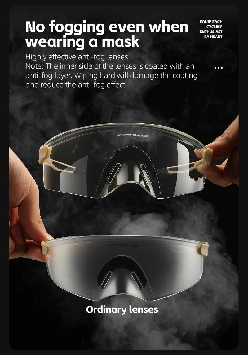 WEST BIKING Anti-Beschlag-Fahrradbrille mit photochromen HD-Gläsern, großem Sichtfeld, ultraleicht, verstellbare Bügel – Detail 7