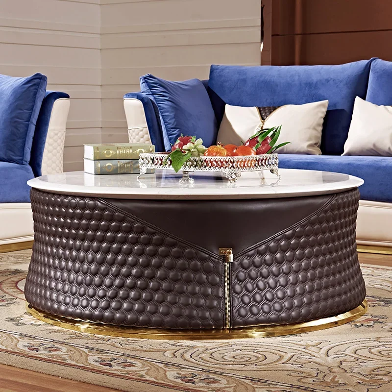 HXL Classical round Coffee Table S Mild Luxury Marble Tea Table Hong Kong Style Model Room Furniture