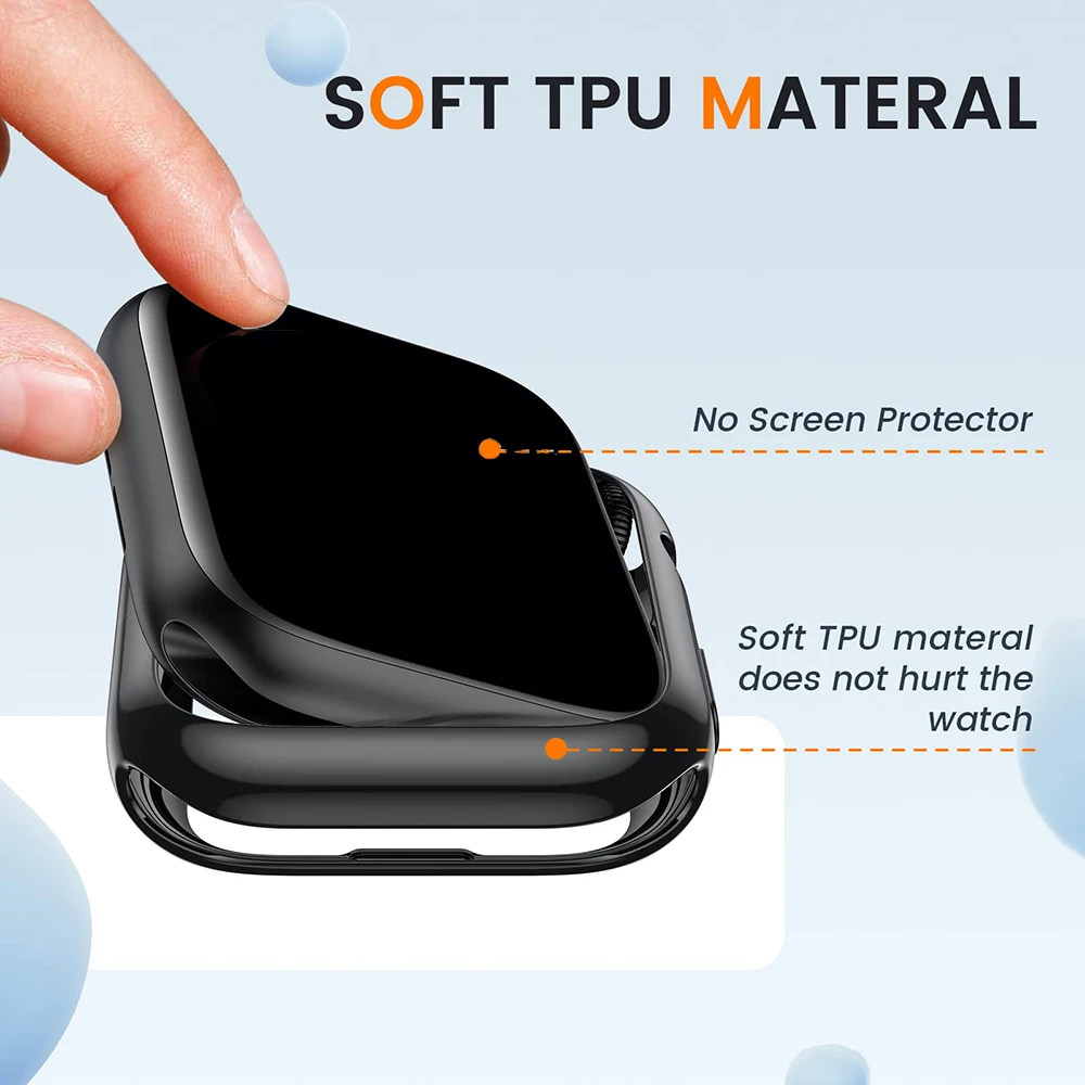 Capa para apple watch série 9 8 7 6 5 4 3 se capa tpu macia sem protetor de tela acessórios iwatch 40mm 41mm 44mm 45mm 42mm 38mm