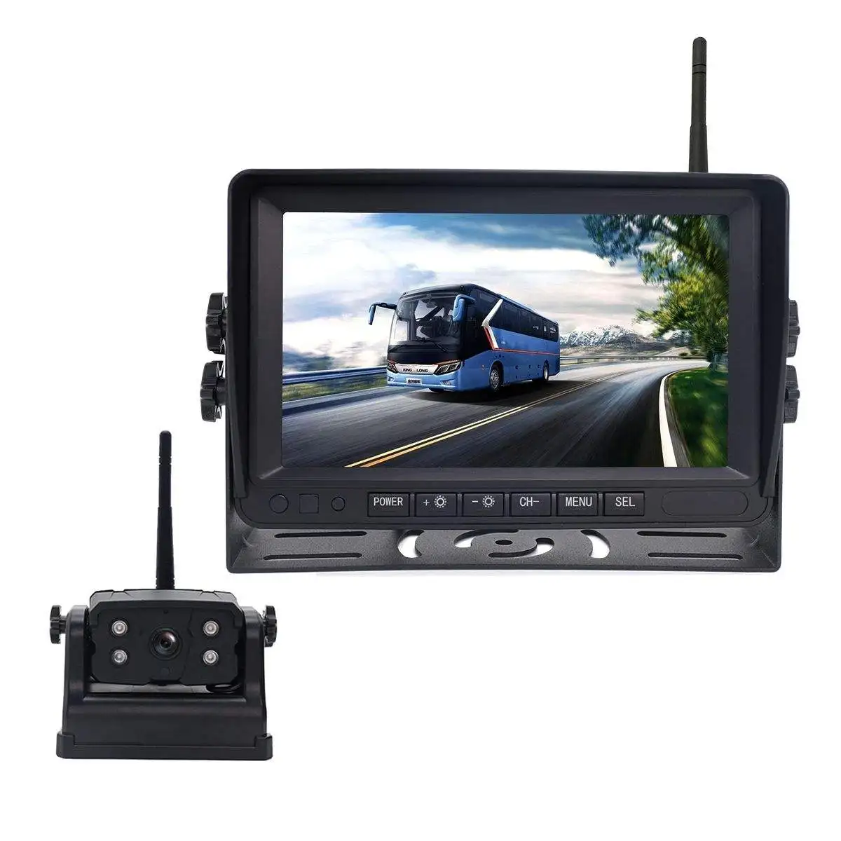 Wireless 1080P Waterproof IP68 Reverse Camera IR Night Vision Backup Rear View 7 Inch Driving System For