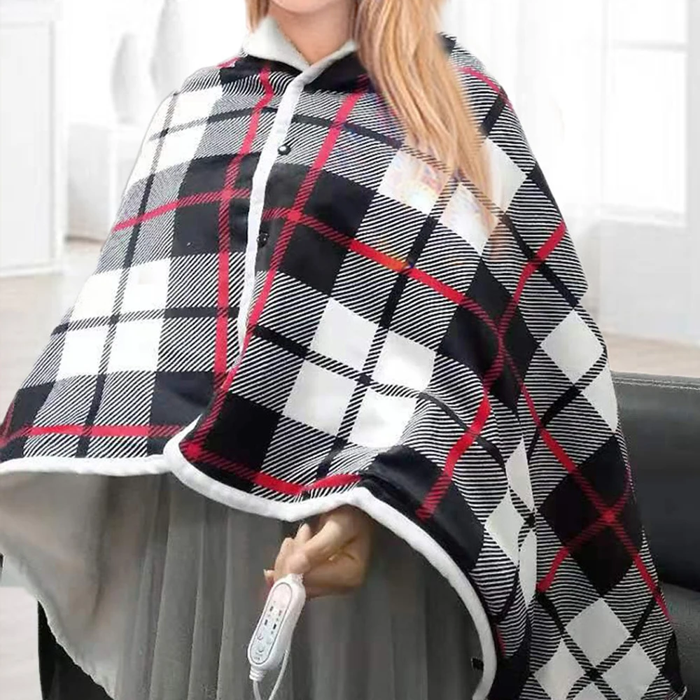 USB Electric Heated Blanket, Portable Flannel Heating Shawl, Warm Winter Blanket for Home and Office, 140x80cm/150x80cm