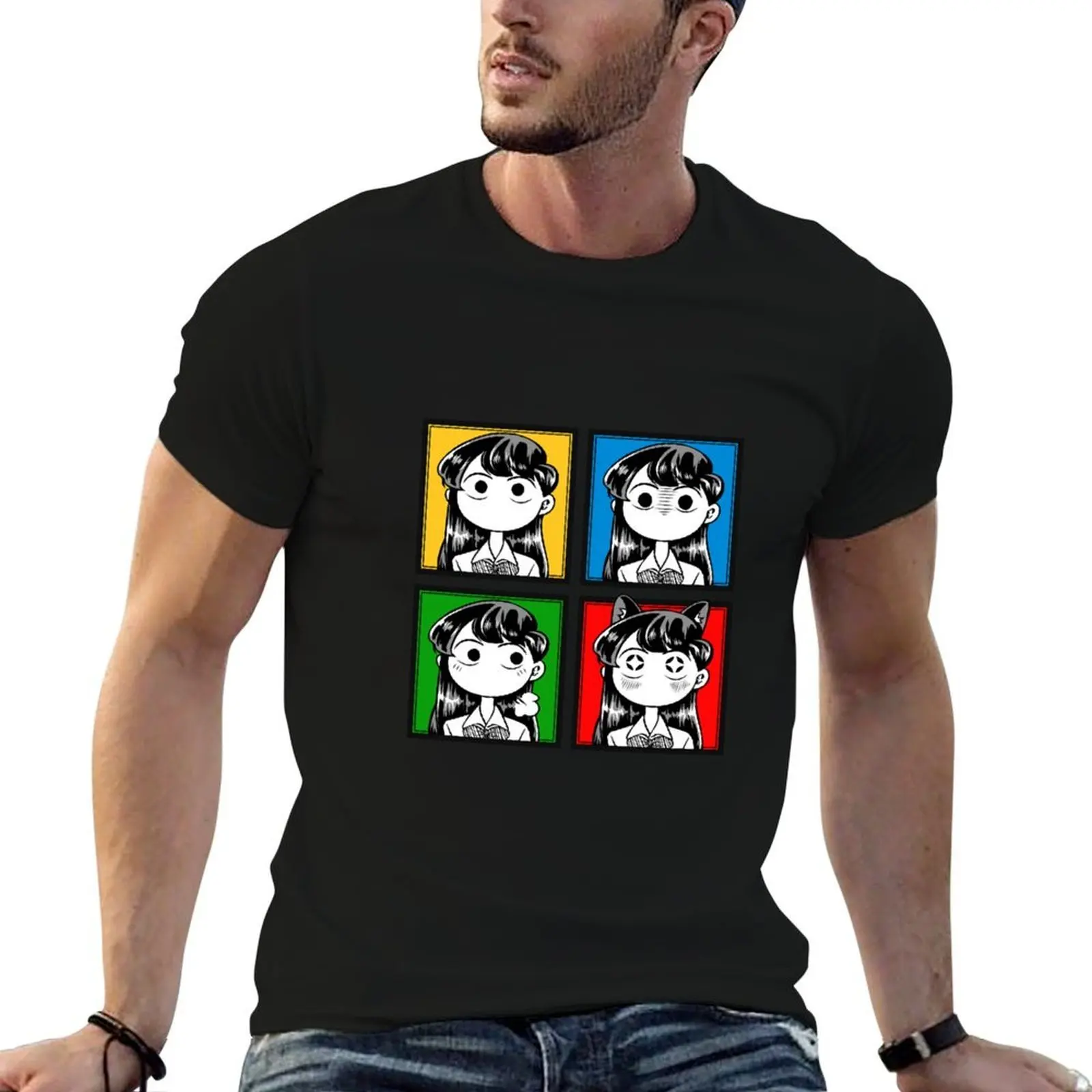 

Komi-san Faces T-Shirt man t shirt cotton anime t shirts for man g man t shirts for men T-shirt