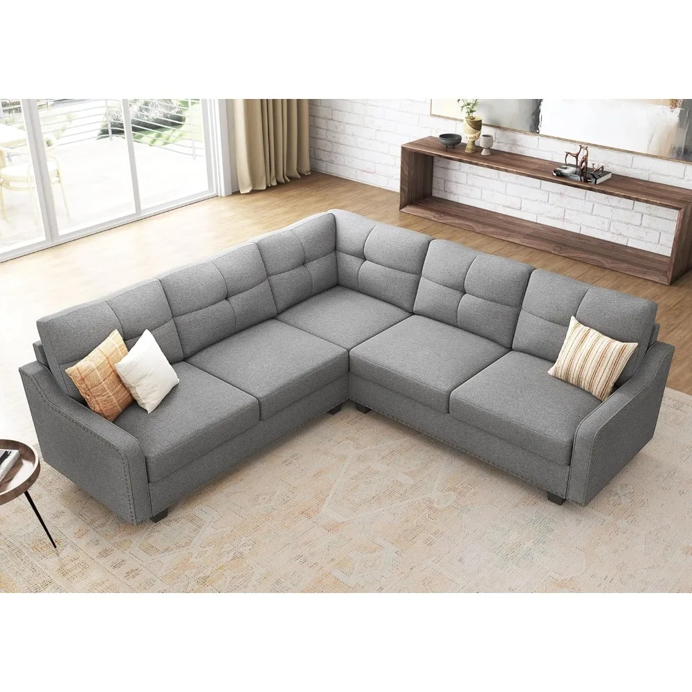 

L-Shaped Convertible Sectional Sofa – Reversible 4-Seat Corner Couch, Perfect for Small Apartments, Daily Lounging
