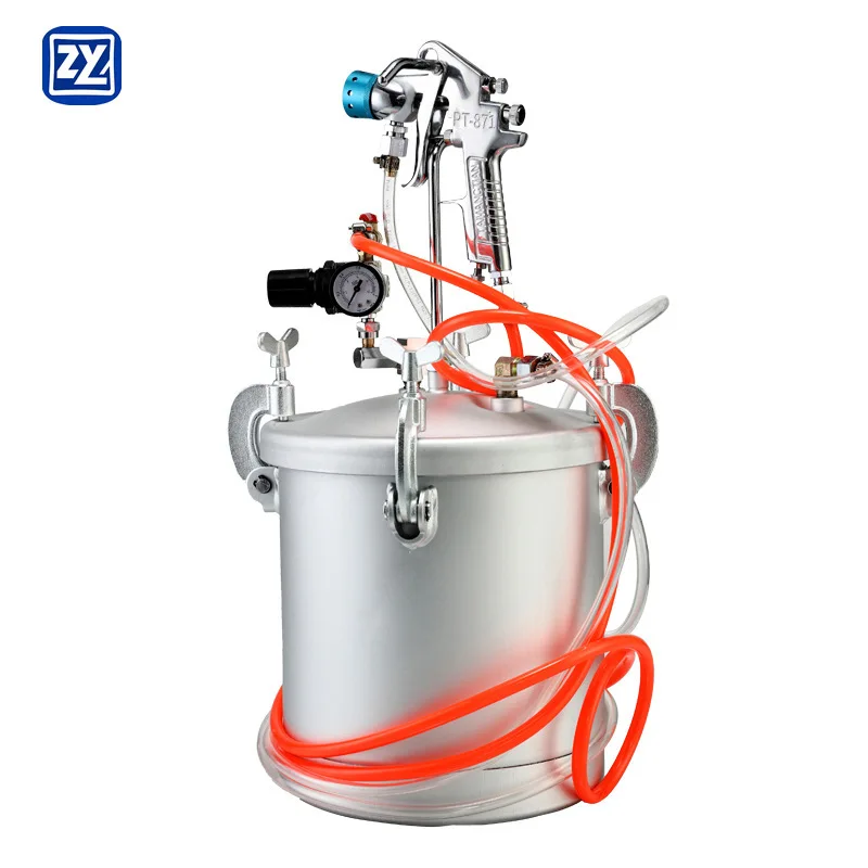 Multi-color Painting Equipment 10 Liter 2-1/2 Gallon air Paint Pressure Pot tank With Air Regulator Spray Gun
