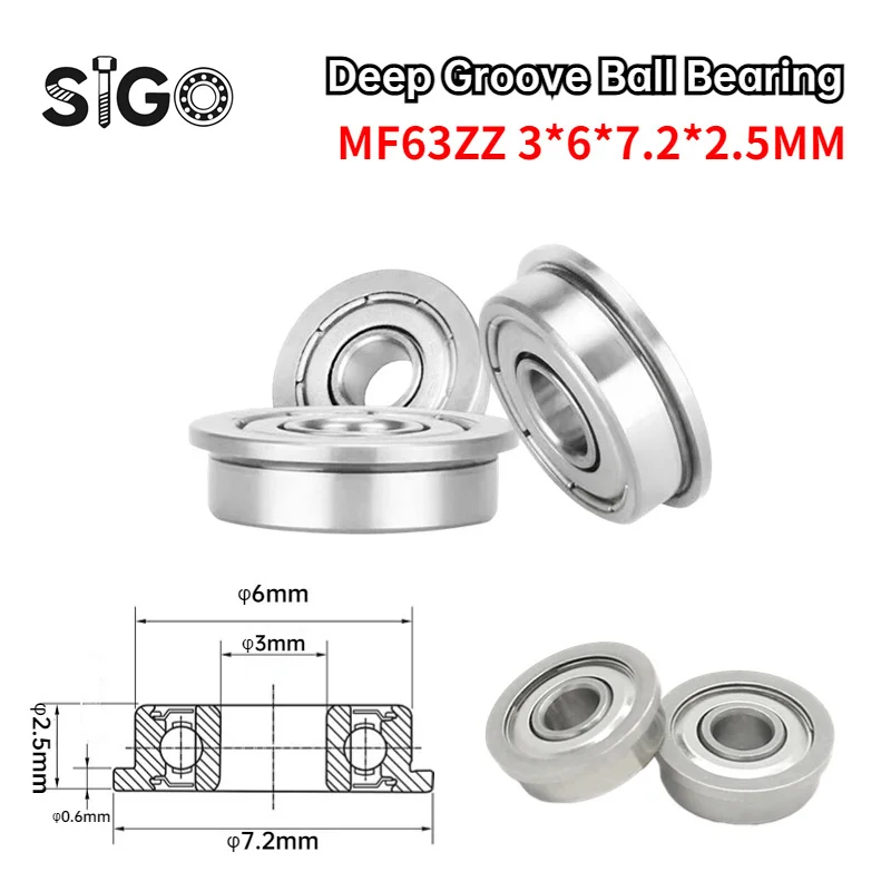 5pcs  MF52ZZ MF62ZZ MF63ZZ MF74ZZ MF83ZZ MF84ZZ MF148ZZ Miniature Flange Bearing Thin Wall Metal Flanged Bearings